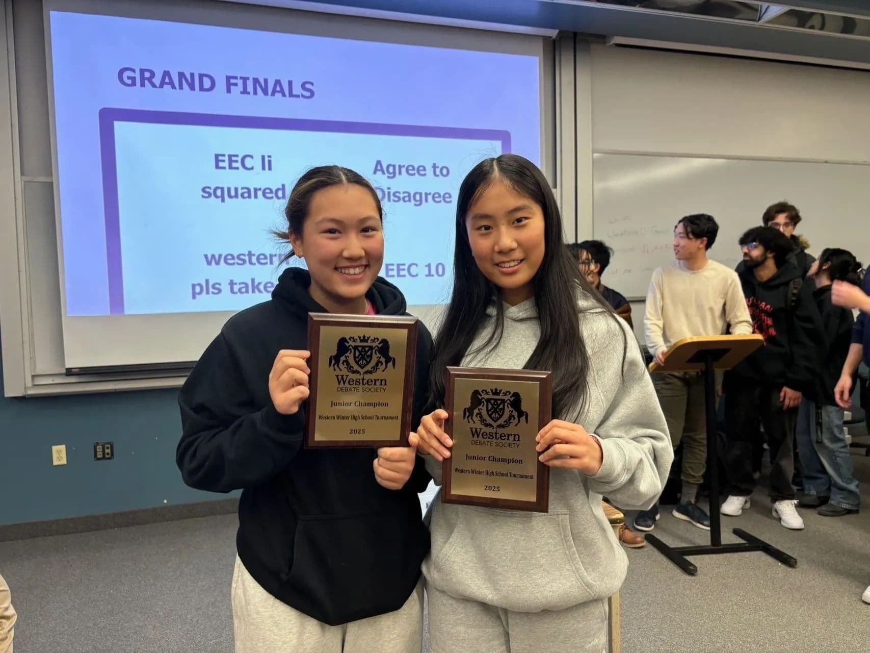 Young Voices mentors named Junior Champions at the Western Debate Society.